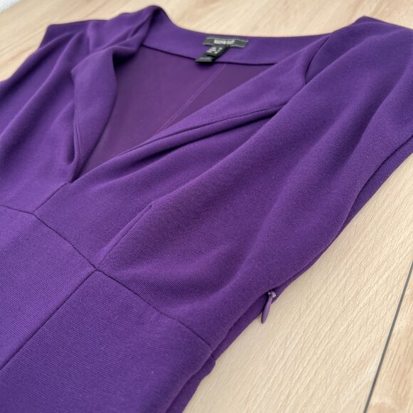 Mango Suit Purple Stretch Knit Sheath Midi Dress Size M Dark Romance/ Dark Siren - Picture 5 of 16